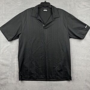 Nike Golf Dri-FIT Polo Shirt Men's L Black Stripe Short Sleeve‎ Golf Active